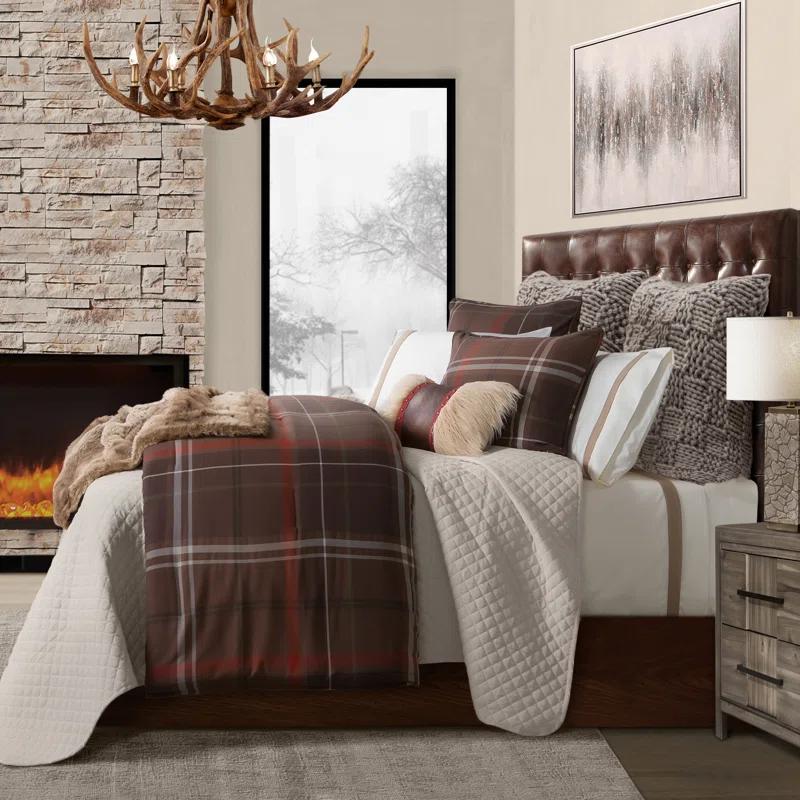 Paseo Road by HiEnd Accents Jackson Brown Red Plaid Western Lodge Modern Rustic Comforter Set