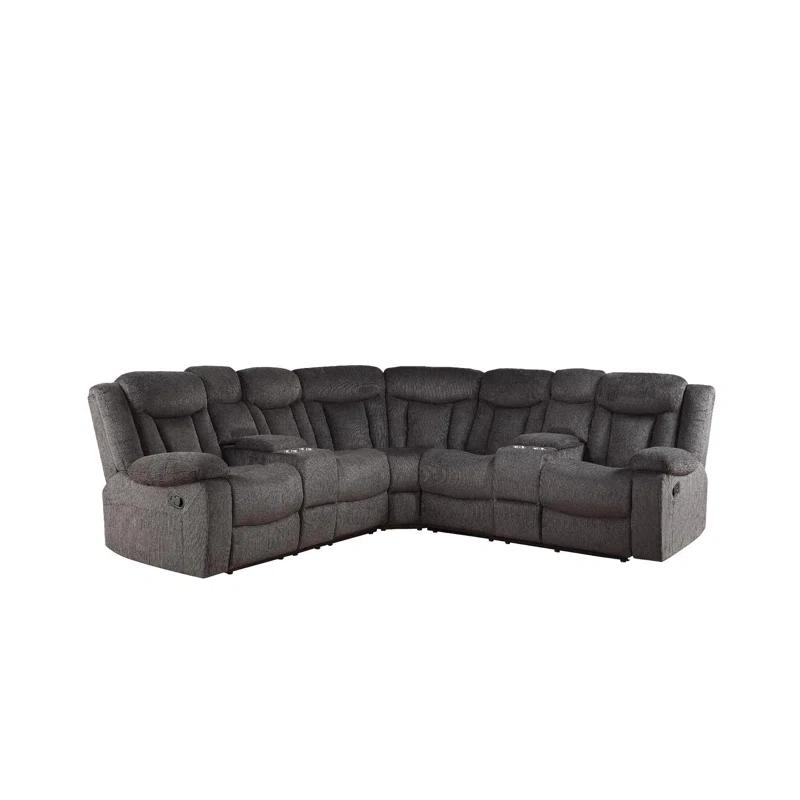 Wade Logan® Agatino Contemporary Motion Sectional Sofa with Storage and Cup-Holder in Dark Brown