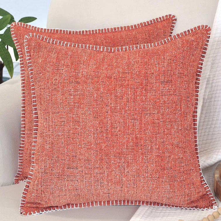 Oveesha Soft Textured Chenille Pillow Covers Set of 2 Cozy Cushion Covers