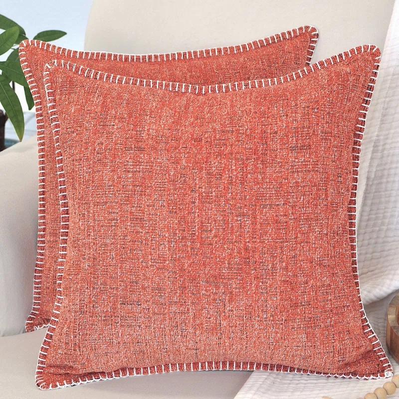 Oveesha Soft Textured Chenille Pillow Covers Set of 2 Cozy Cushion Covers