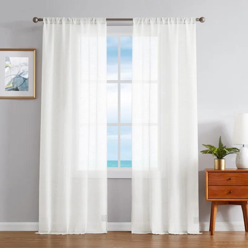 Nautica Nautica Synthetic Solid Color Sheer Rod Pocket Curtain Panels