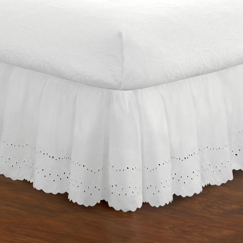 Fresh Ideas Fresh Ideas Ruffled Eyelet Bed Skirt, 14" Drop Length