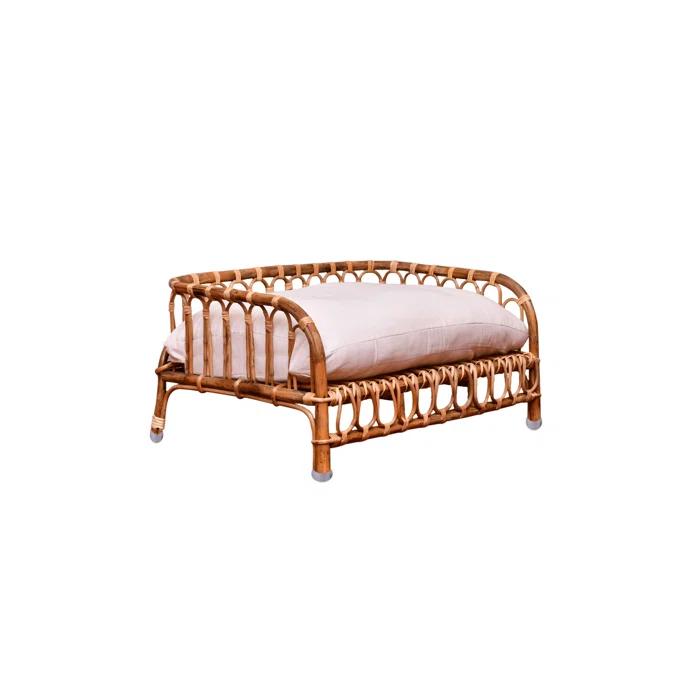 Ebern Designs Wolkey Rattan Pet Bed W/Cushion