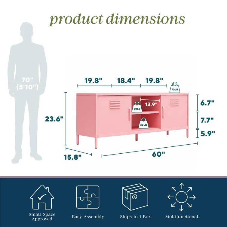 Novogratz Cache Metal Locker-Style TV Stand for TVs up to 65"