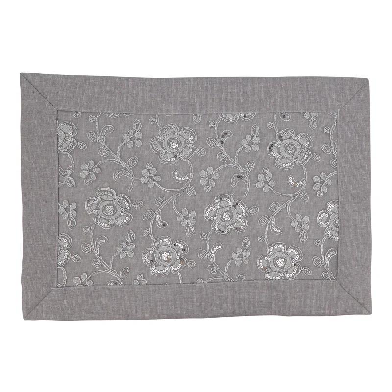 Saro Éloise Collection Polyester Embroidered Rectangle Placemat (Set of 4)