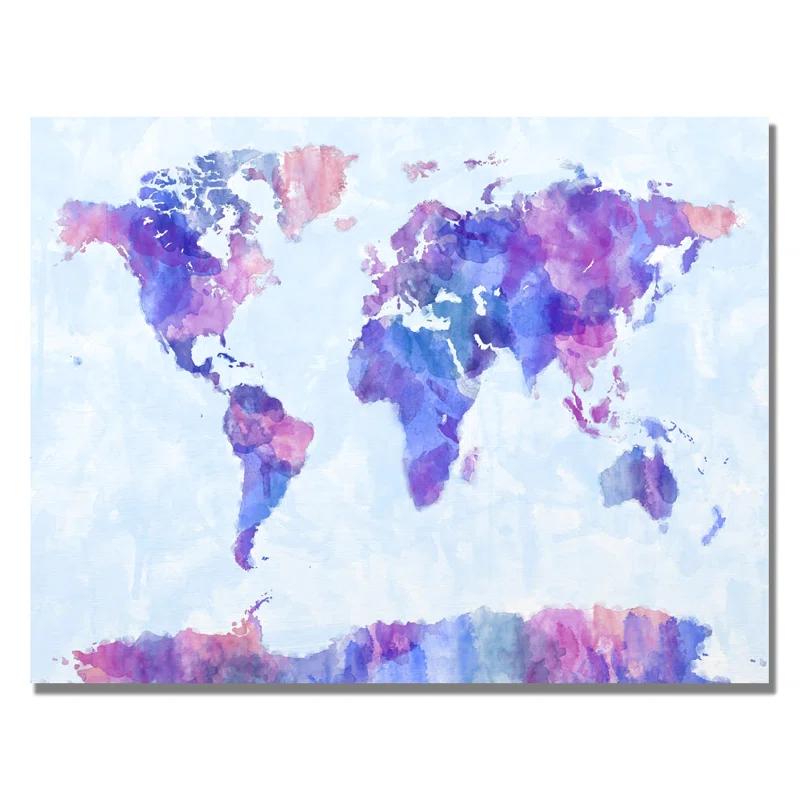 " Watercolor World Map IV " by Michael Tompsett