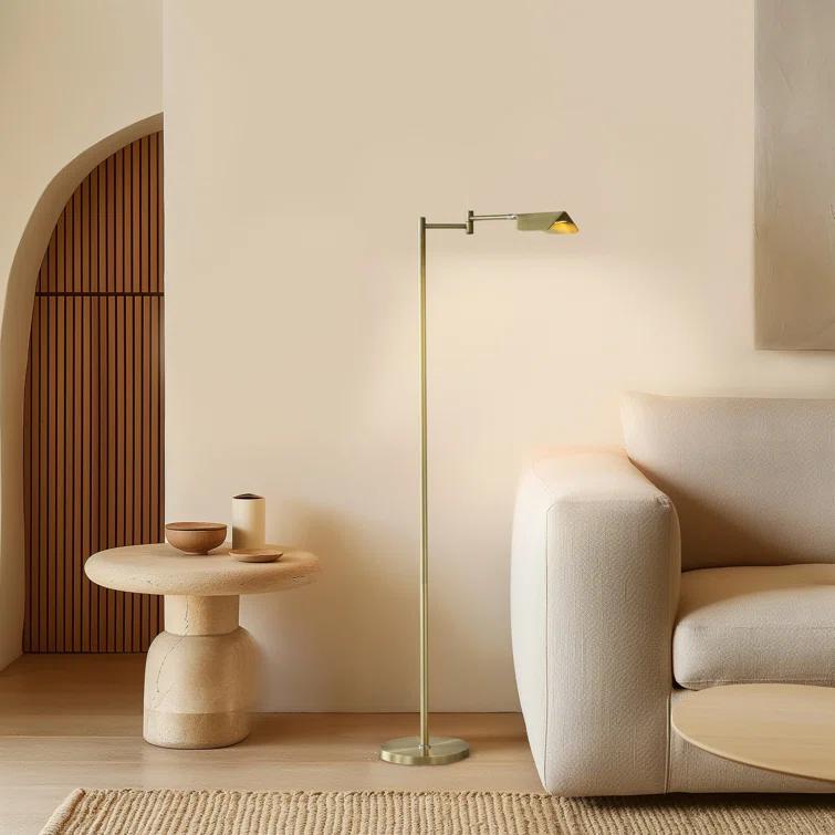 Brightech Leaf 53 in. Industrial Vintage Reading Floor Lamp with Metal Shade and 3-Way Dimming Options - Integrated LED Light