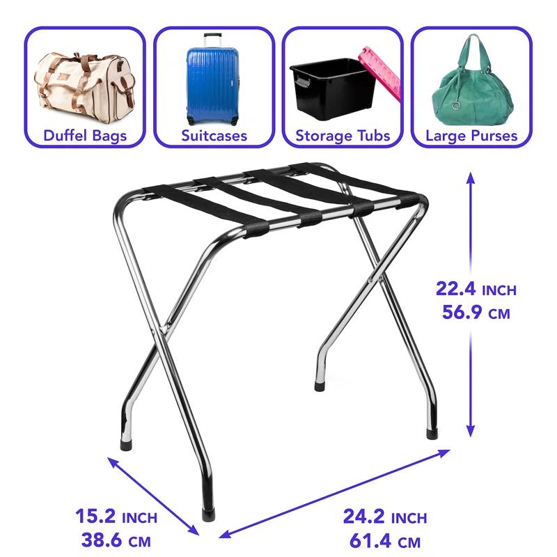 USTECH USTECH Luggage Rack-Single Tier, DIY, Storage Organizer, Chrome, Pack of 1