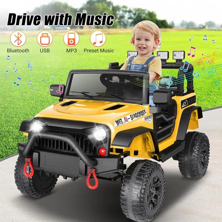 Ancheer Alex 24V Electric Ride on Jeeps for Kids, Ride On Car Truck with Remote Control, Battery Power Car Wheels for Kids w/LED Lights, Bluetooth, Music, 3 Speeds, 24 Volt Ride on Toys for Boys and Girls