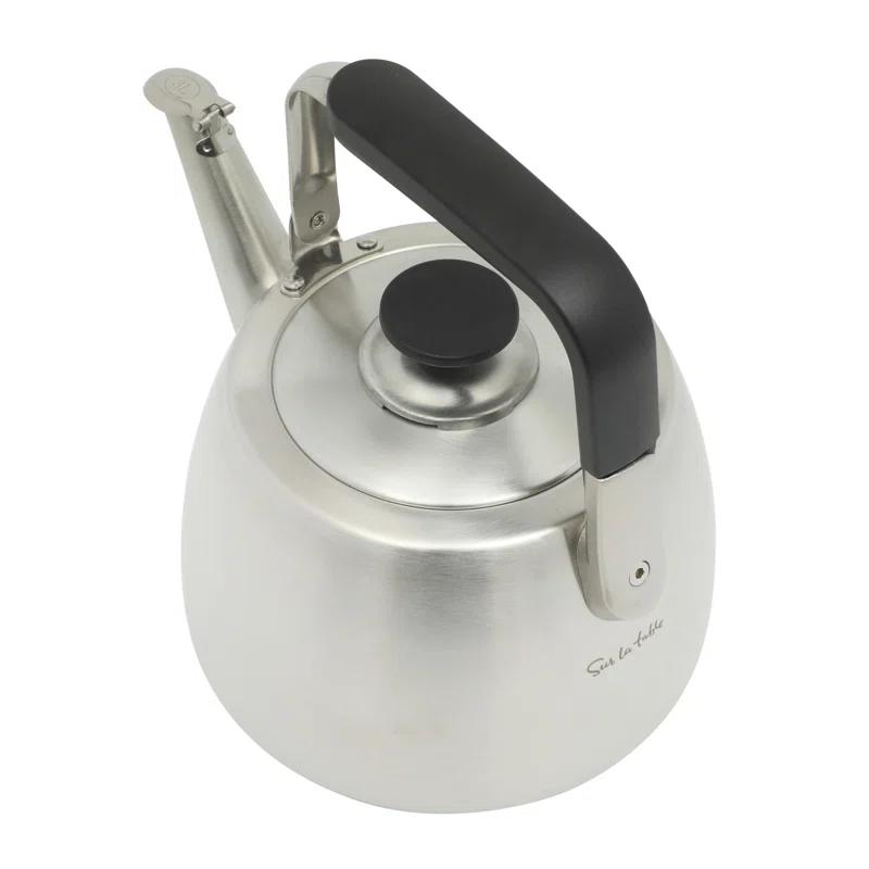 Sur La Table Kitchen Essentials Sur La Table Kitchen Essential Large 2 QT Heavy Gauge Brushed Stainless Steel Whistling Tea Kettle