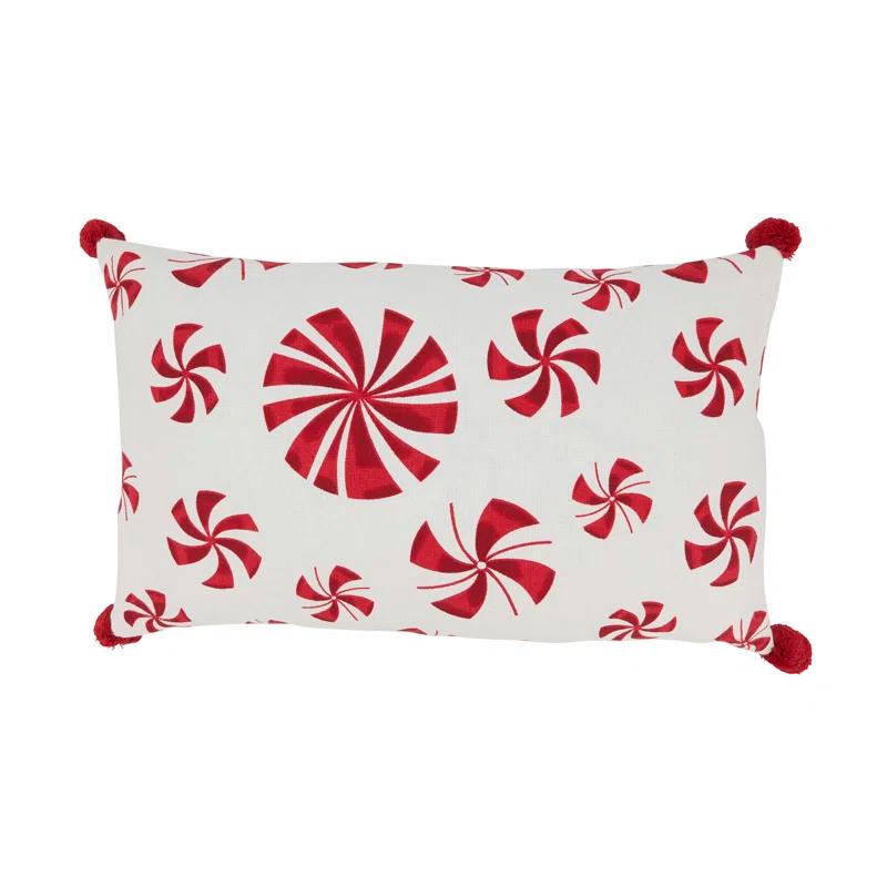 Saro Candy Cane Dreams Peppermints Throw Pillow Cover