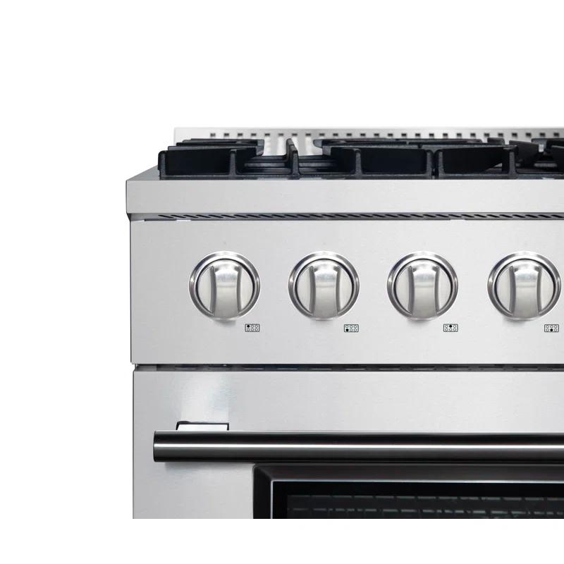 Forno Marco 36-Inch Dual Fuel Range Stainless Steel, 6 Burners, 5.36 cu.ft. True Conve FFSGS6197-36