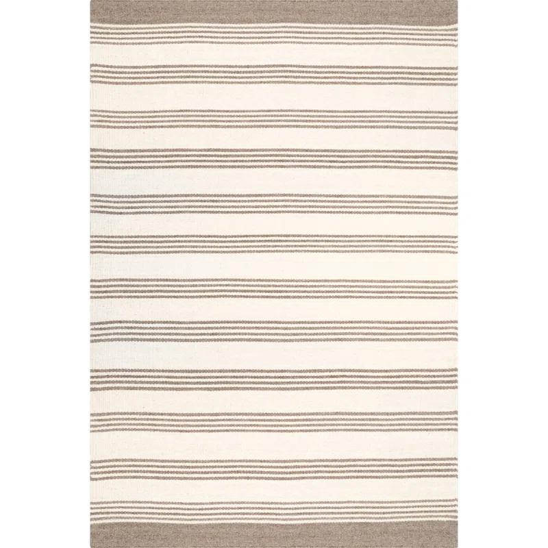 Highland Dunes Striped Cotton/Wool Beige Area Rug