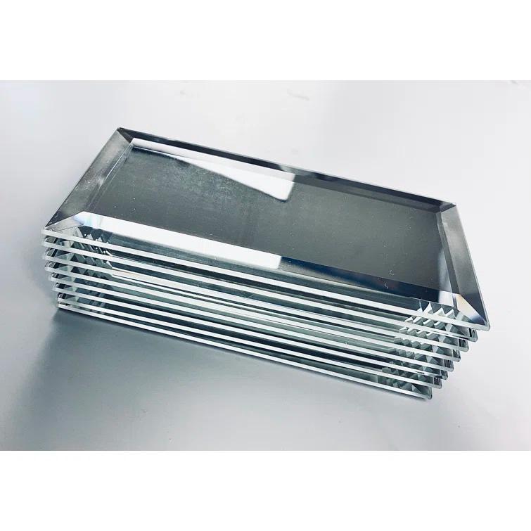 Abolos Frosted Reflections 3 in. x 6 in. Matte Glass Mirror Beveled Subway Decorative Kitchen & Bathroom Wall Tile