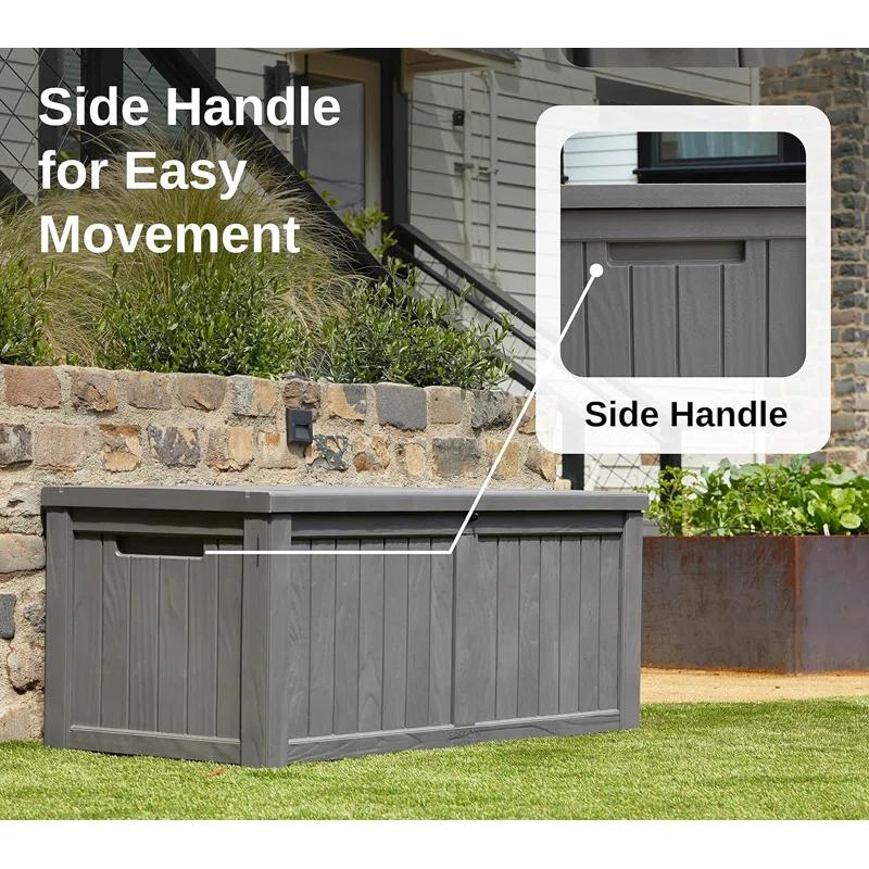 EAST OAK 26.6'' W 120 Gallons Lockable Deck Box in Grey