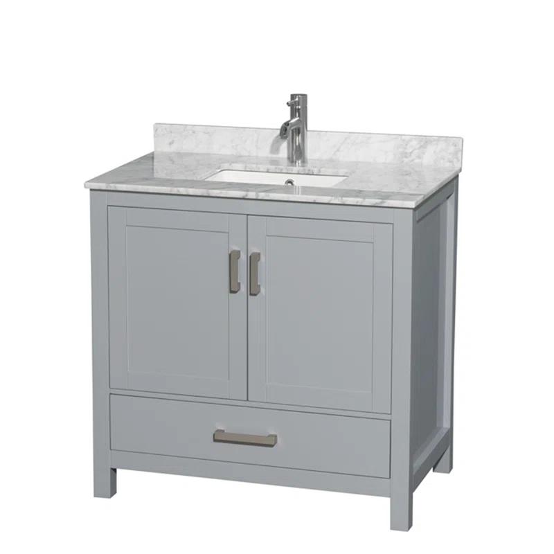 Wyndham Collection Sheffield 36" Freestanding Single Bathroom Vanity with Marble Top