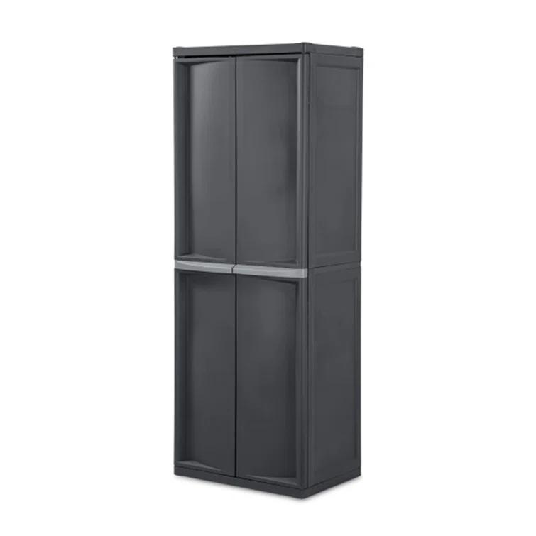 Sterilite Sterilite Adjustable 4-Shelf Gray Storage Cabinet With Doors (Set of 2)