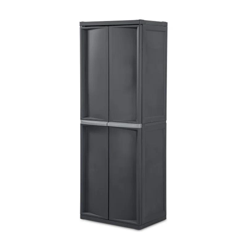 Sterilite Sterilite Adjustable 4-Shelf Gray Storage Cabinet With Doors (Set of 2)