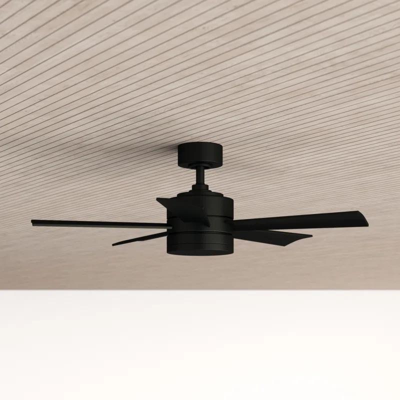 Wynd 5 - Blade Outdoor /Indoor Smart Ceiling Fan with Remote Control and LED Light Kit Included, Works With Alexa and iOS or Android App