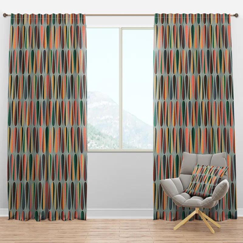 Design Art Retro Abstract Drops V - Mid-Century Curtain - Velvet Room darkening - 1 panel