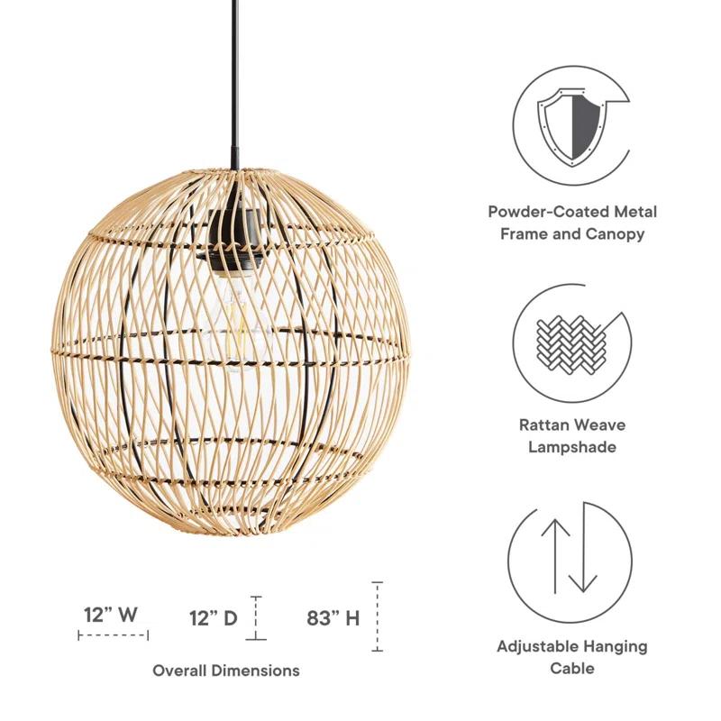 Modway Nurture Rattan Pendant Light