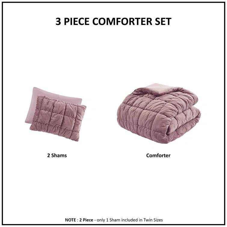 Intelligent Design Velvet Dream Puff Velvet Comforter Set