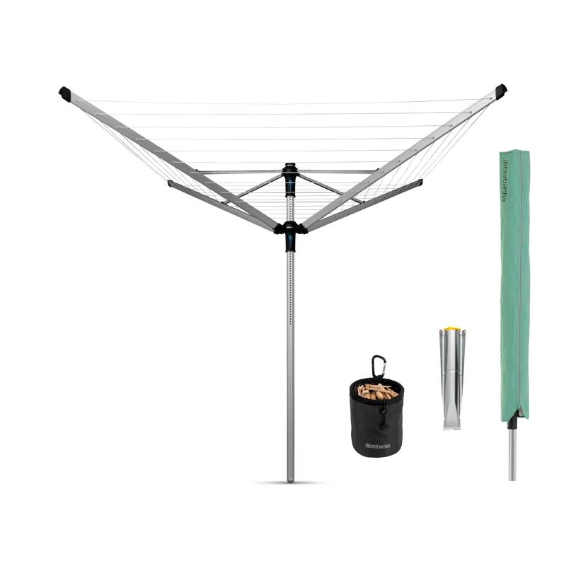 Brabantia Brabantia Lift-O-Matic Advance Outdoor Clothesline with Metal Ground Spike, Protective Cover and Peg Bag
