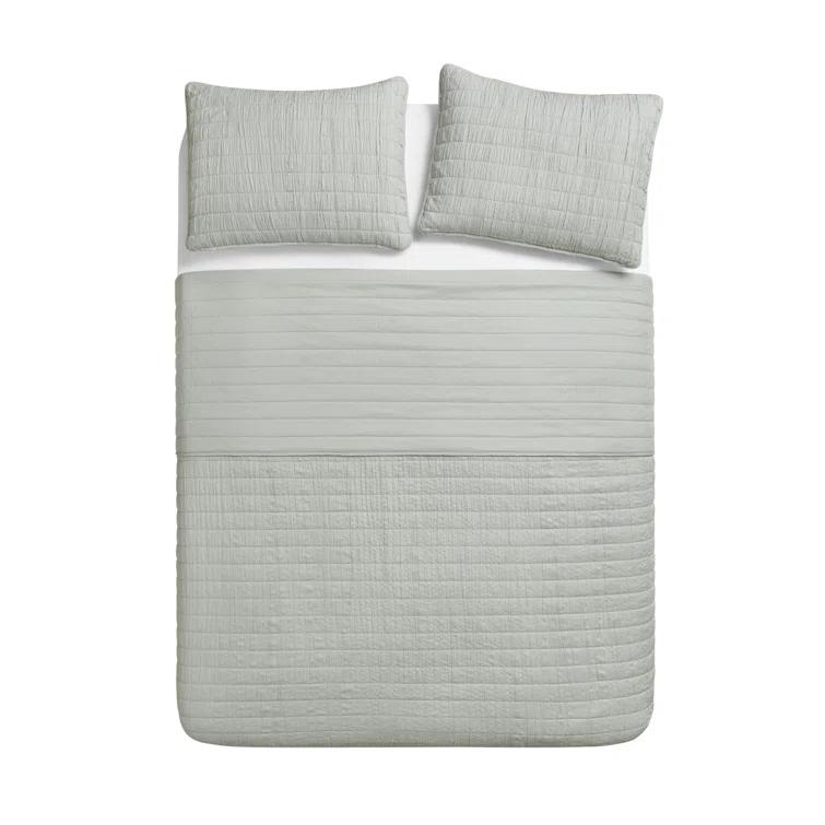 Swift Home Ultra Soft Crinkle Washed Microfiber 3-Piece Quilt Set