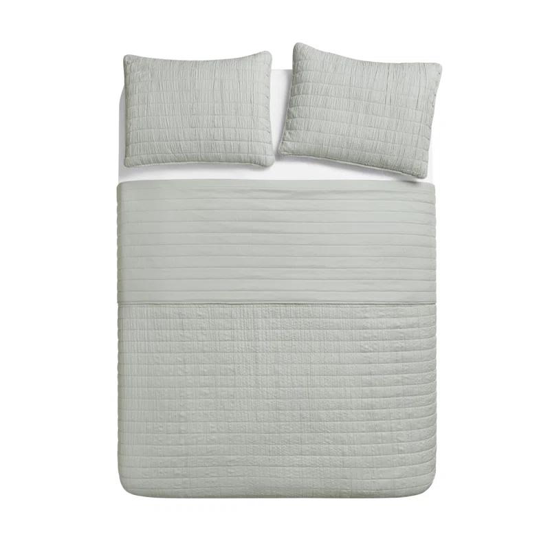 Swift Home Ultra Soft Crinkle Washed Microfiber 3-Piece Quilt Set
