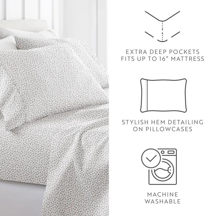 IEnjoy Home 4 Piece Sheet Set Patterned Microfiber Ultra Soft Bedding in Floral Dream & Reviews | Wayfair