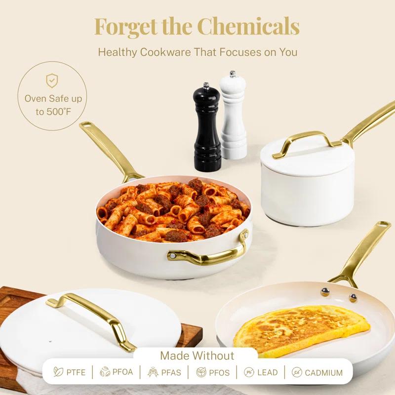 Gotham Steel Gotham Steel Modern Collection 11 Pc Cream Nonstick Cookware Set