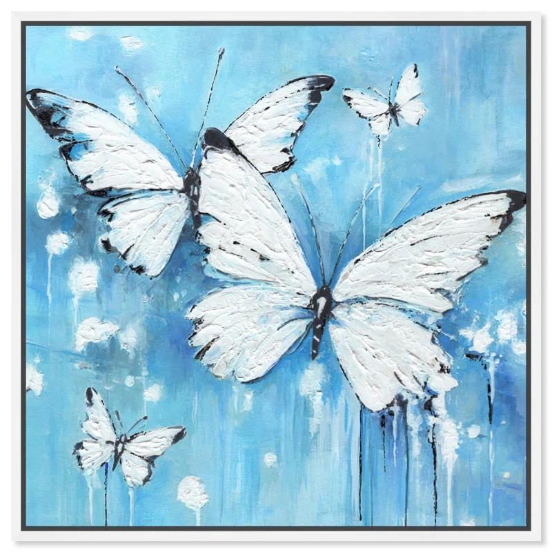 Art Remedy Art Remedy Textured Blue Butterflies Framed Butterfly 56175