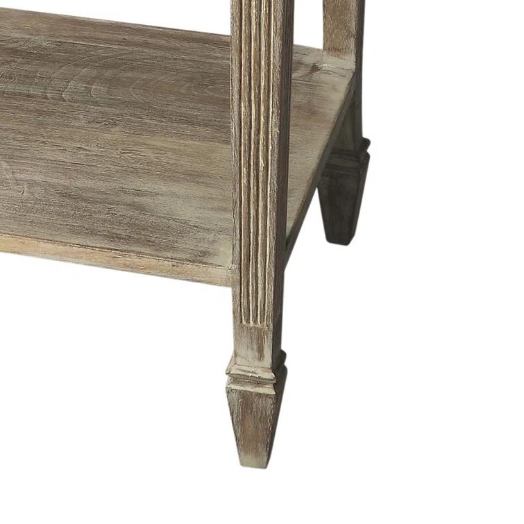 Coastal Chic Acacia Wood Rectangular Side Table with Storage