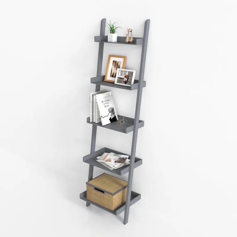 Ballucci Lado 5-Tier 67" H x 18" W Wood Leaning Ladder Bookcase