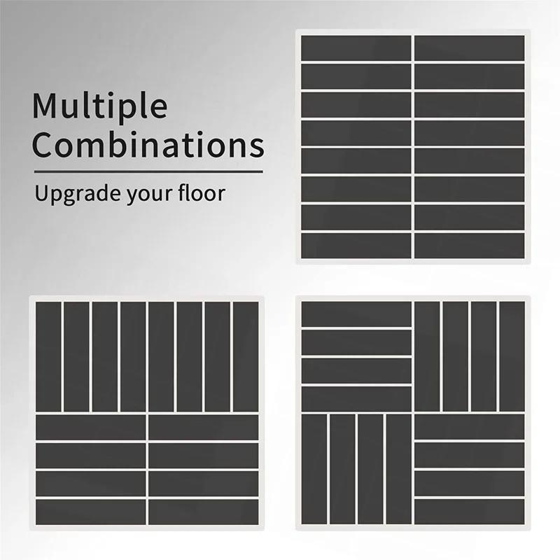 Impact Outdoor Patio Interlocking Deck Tiles,12"X12" Square Composite Decking Tiles,Four Slat Plastic Outdoor Flooring Tile All Weather For Balcony Porch Backyard,(Pack Of 9)