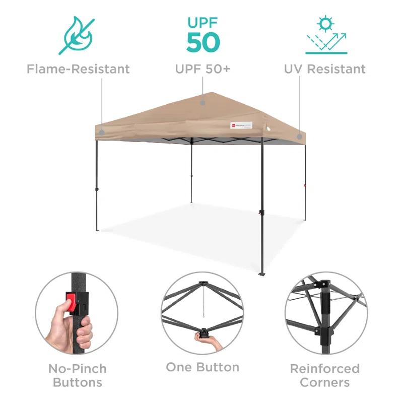 Best Choice Products Best Choice Products Easy Setup Pop Up Canopy W/ 1-Button Setup, Wheeled Case, 4 Weight Bags