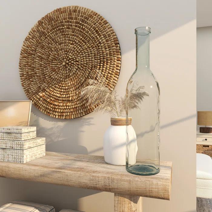 Highland Dunes Recycled Glass Handmade Spanish Decorative Blue Vase