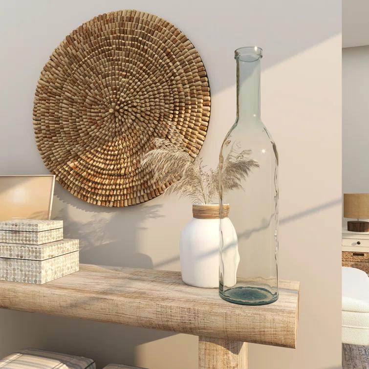 Highland Dunes Recycled Glass Handmade Spanish Decorative Blue Vase