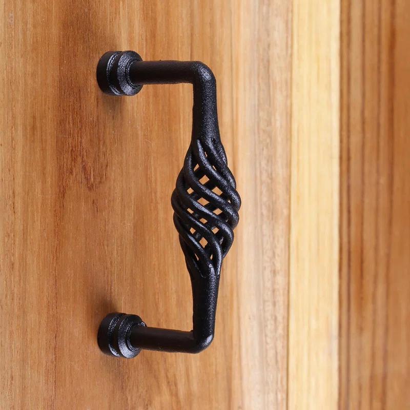 The Renovators Supply Inc. Drawer Handle Cabinet Wrought Iron 5" Center to Center Birdcage Pull (Set of 2)