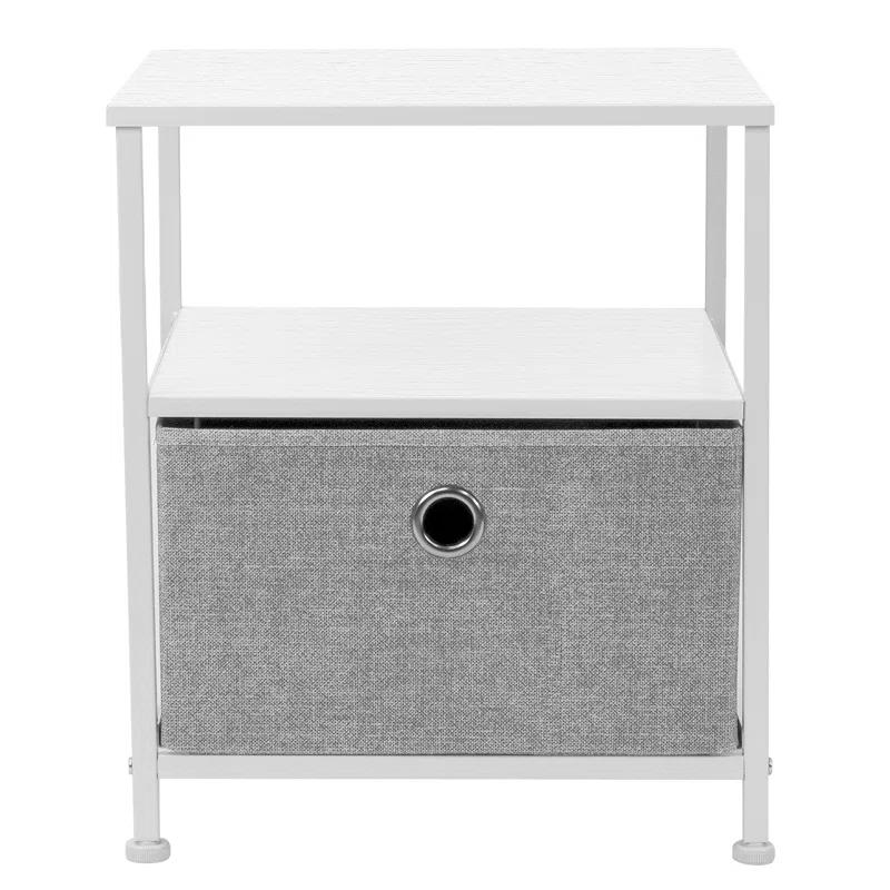 Sorbus 1 Drawer and Shelves Nightstand with Steel Frame, Wood Top & Fabric Bins