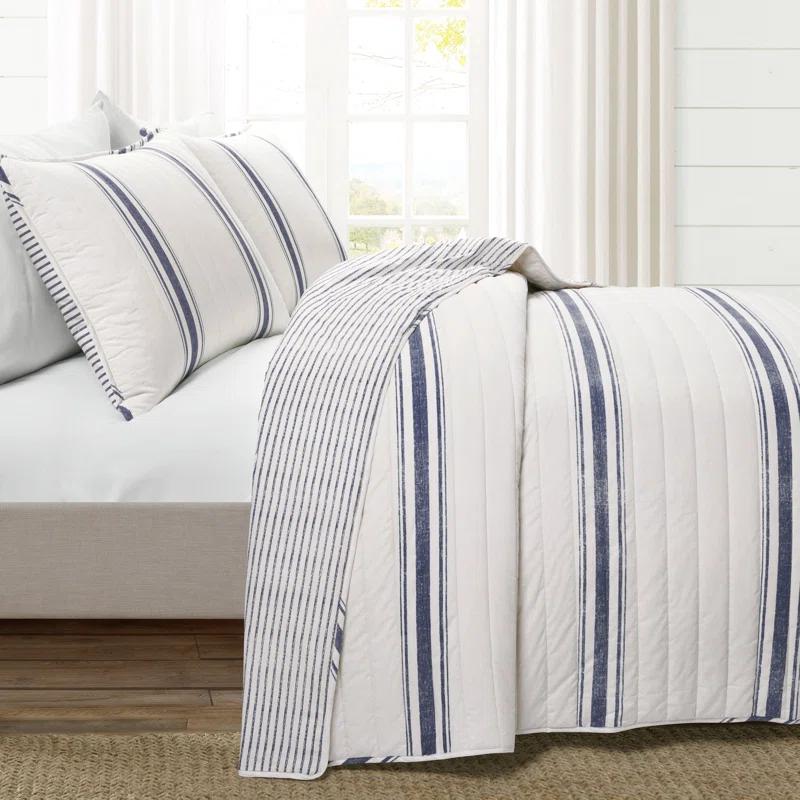Birch Lane™ Gilroy Farmhouse / Country Cotton Striped Quilt Set
