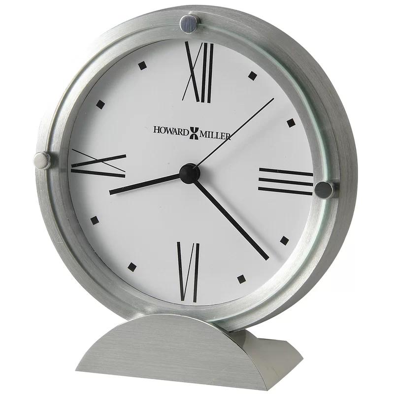 Simon II Brushed Aluminum Quartz Table Clock