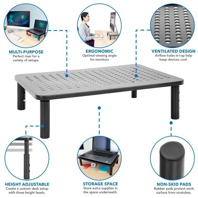 Mount-it Mount-It! Adjustable Monitor Riser | Metal Computer Screen Platform Stand For Desktop Or Laptop