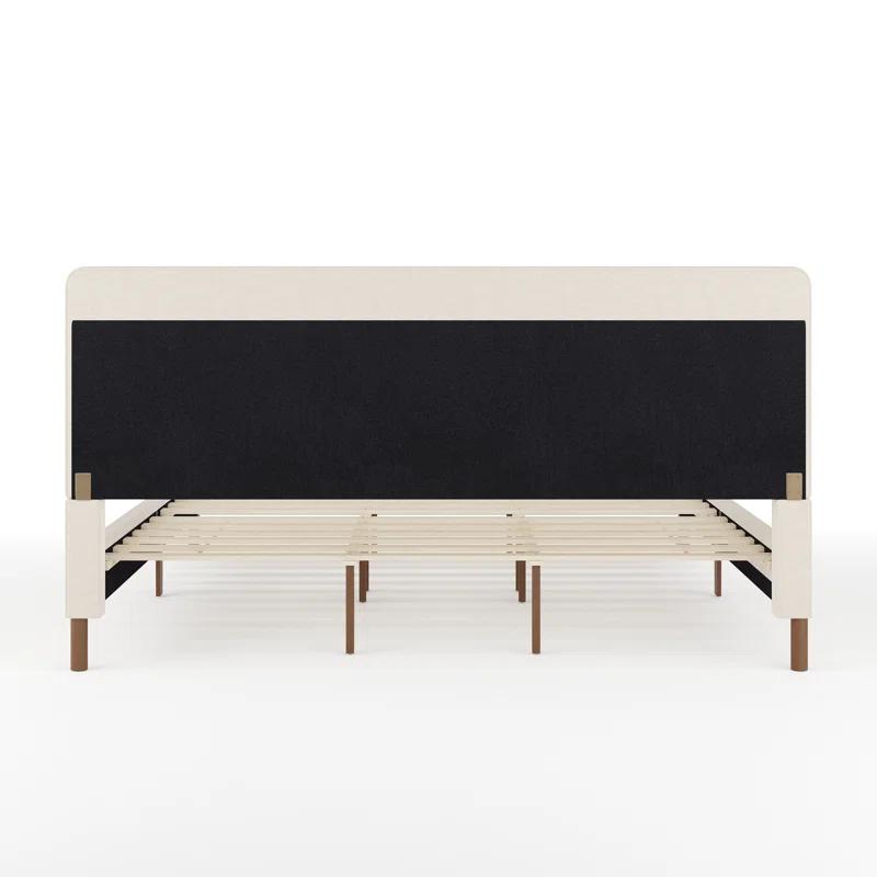 Martha Stewart Martha Stewart Britta Upholstered Platform Bed With Piped Detail Headboard