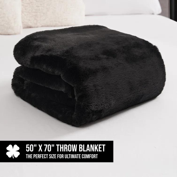 Lucky Brand Reversible Solid Rabbit Mink Faux Fur Luxurious & Soft Thow Blankets - 50" x 70" & Reviews | Wayfair