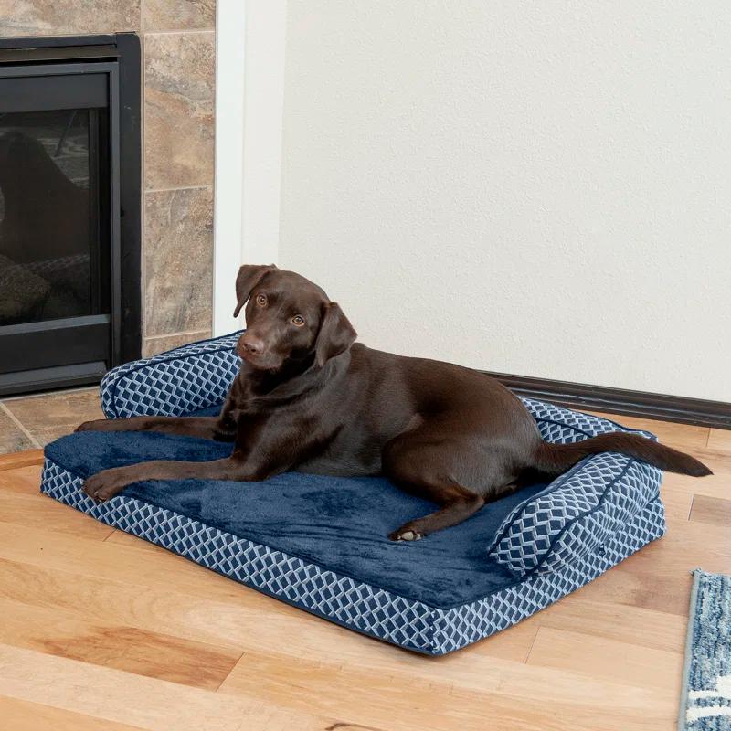 FurHaven Plush & Diamond Décor Comfy Couch Pet Bed
