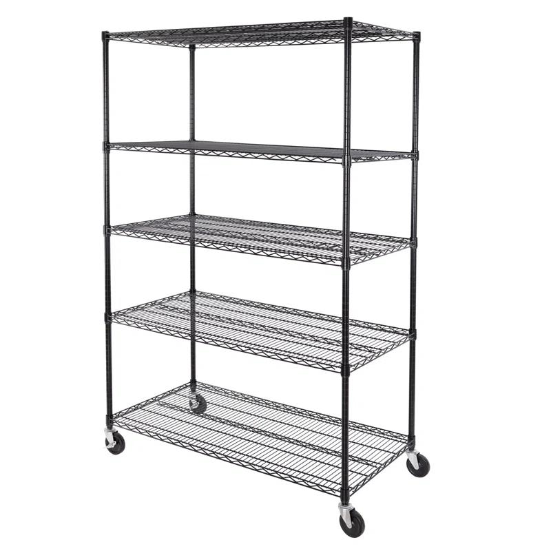 UltraDurable 24" D 5-Tier NSF-Certified Steel Shelving with Wheels