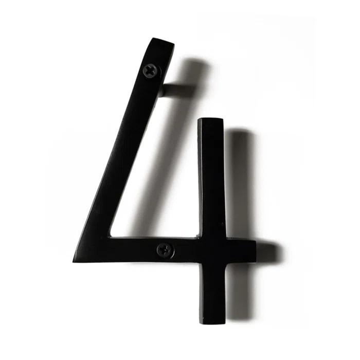 NACH Floating Mount House Address Shadow Number For Outside or Inside, Mailbox Number For Outside, Front Door, Garage Door, Maximum Rust Protection, Black Aluminum, 8 inch, Number 4, HH-SDW8-BLK-4