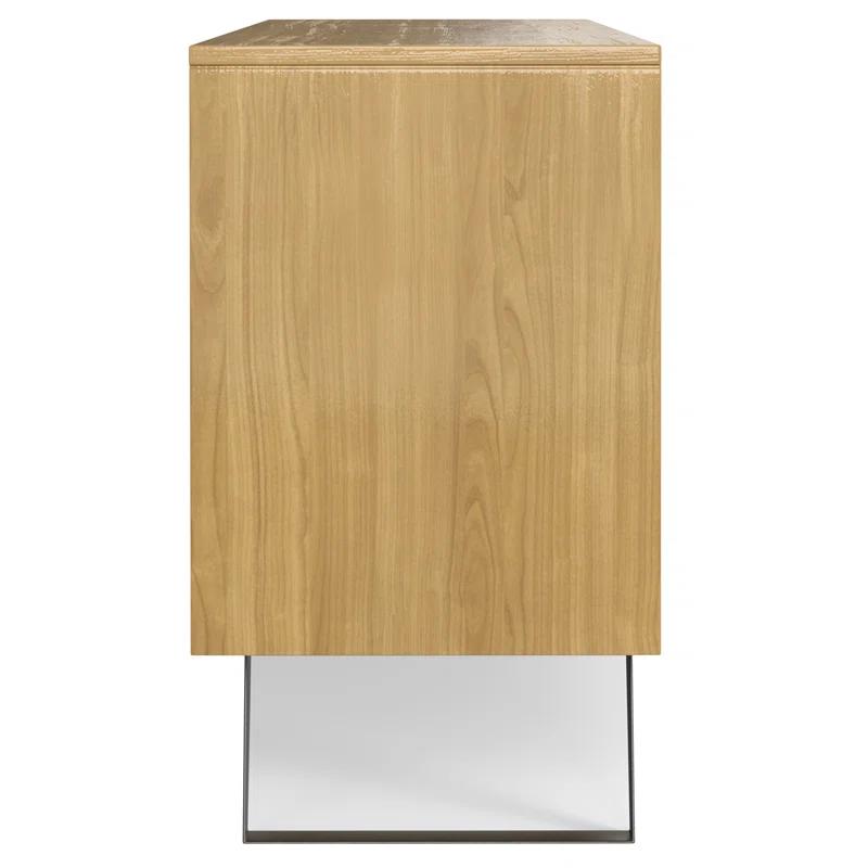 Simpli Home Lowry 60"W Solid Wood Modern Industrial 2-Door Sideboard Buffet with 3 Center Drawers