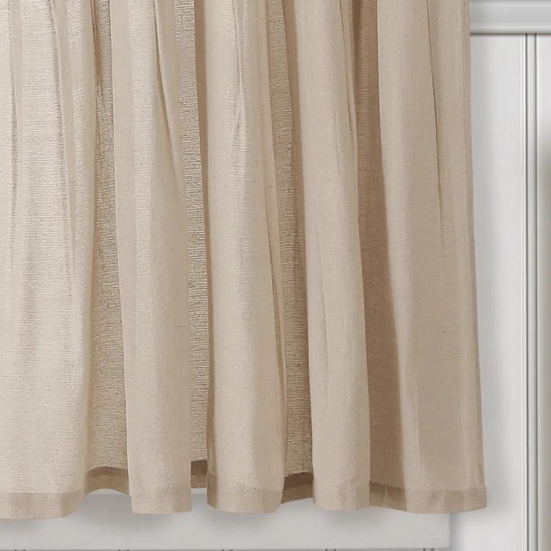 Lush Decor Linen Button Cotton Blend Tailored 29'' W Cafe Curtain (Set of 2)